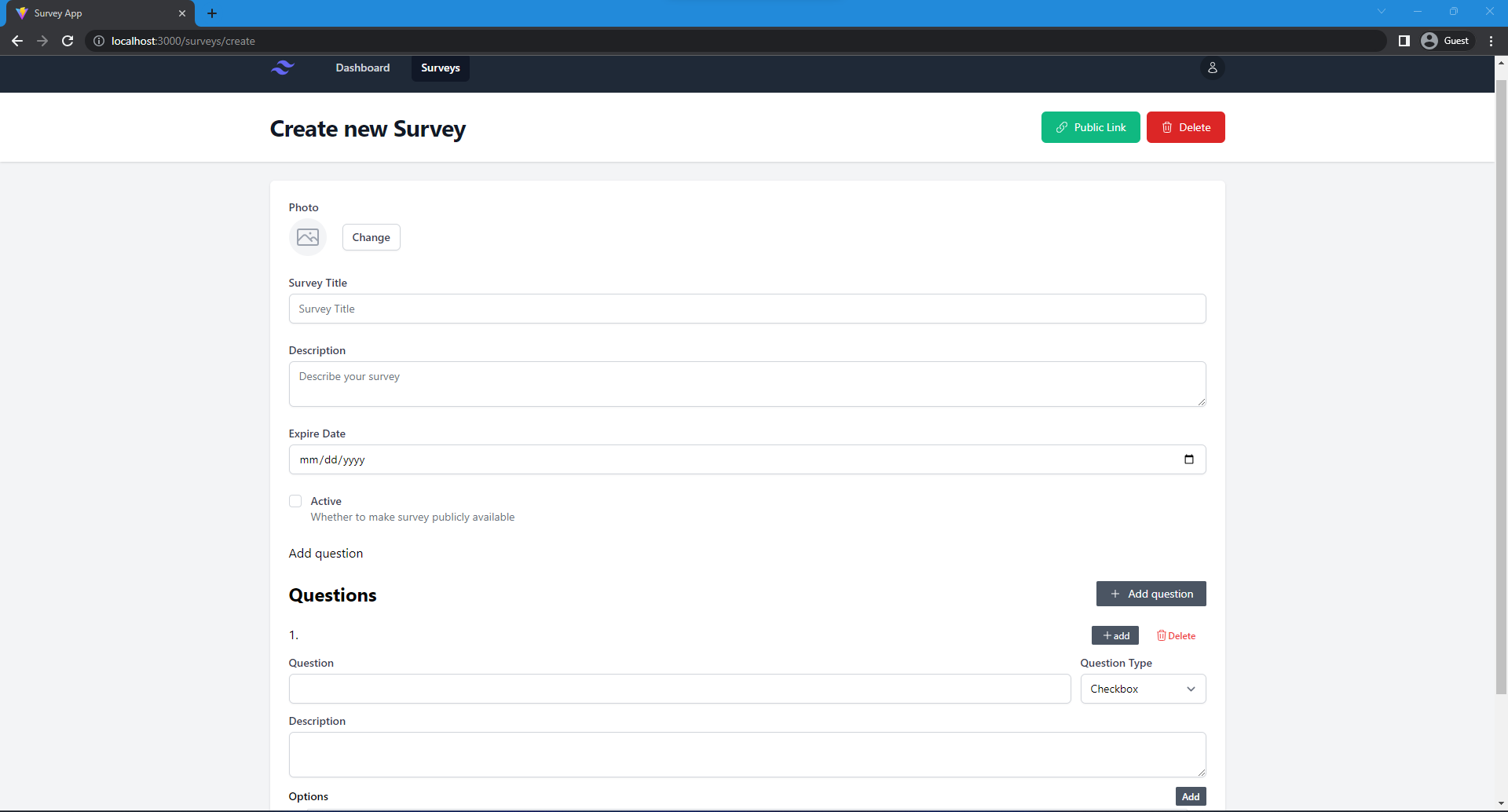 Laravel React Surveys Project Image 3